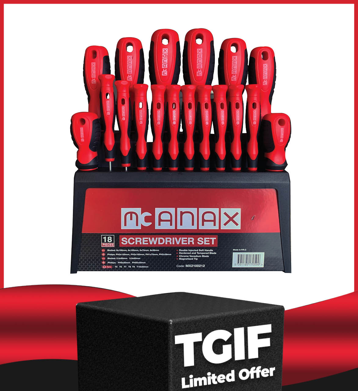 MCANAX Screwdriver Bit Set 18 Piece